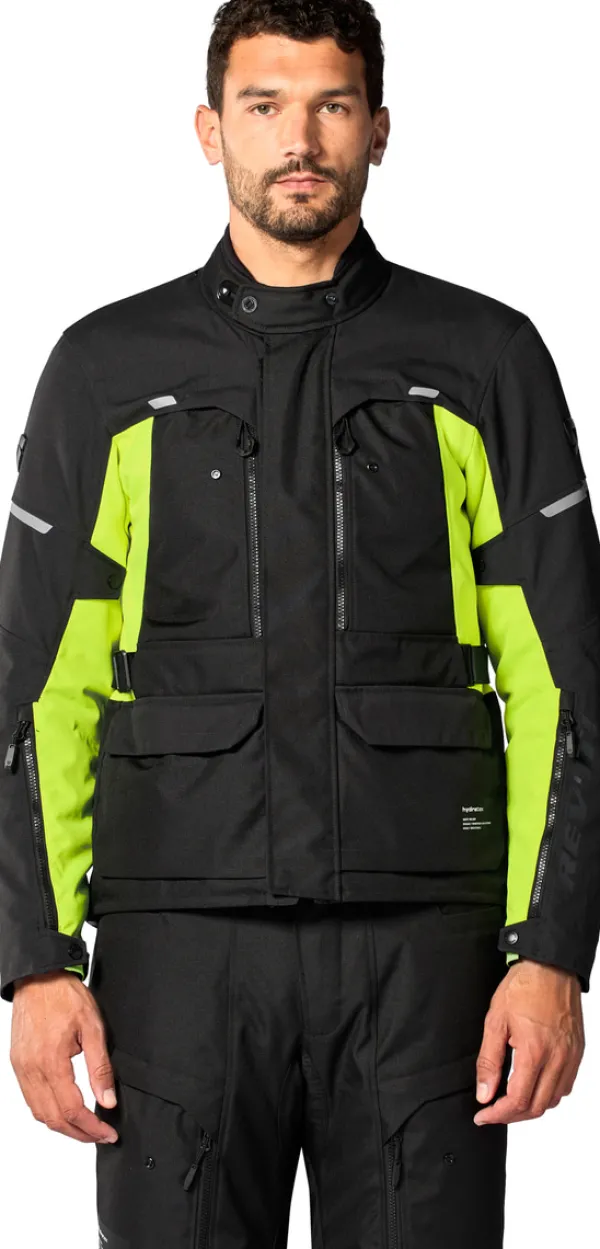 REV'IT Outback 5 H2O Motorjas Black/Neon Yellow> Motorjassen