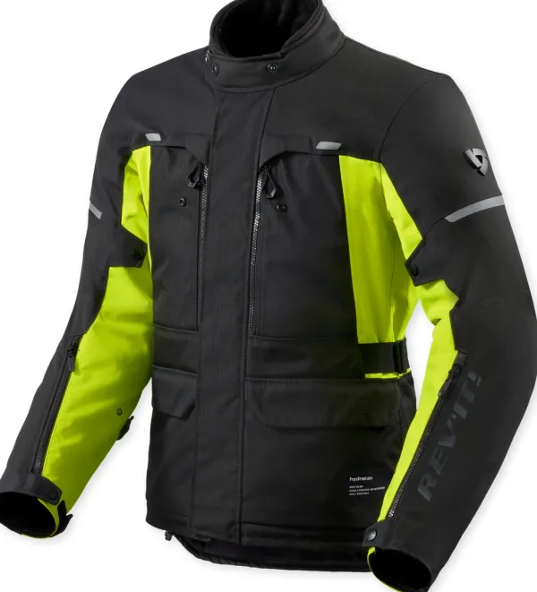 REV'IT Outback 5 H2O Motorjas Black/Neon Yellow> Motorjassen