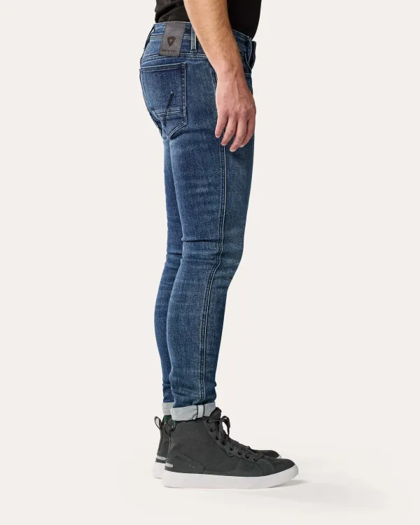 REV'IT Piston 3 Skinny Motorjeans Medium Blue Used> Motorjeans