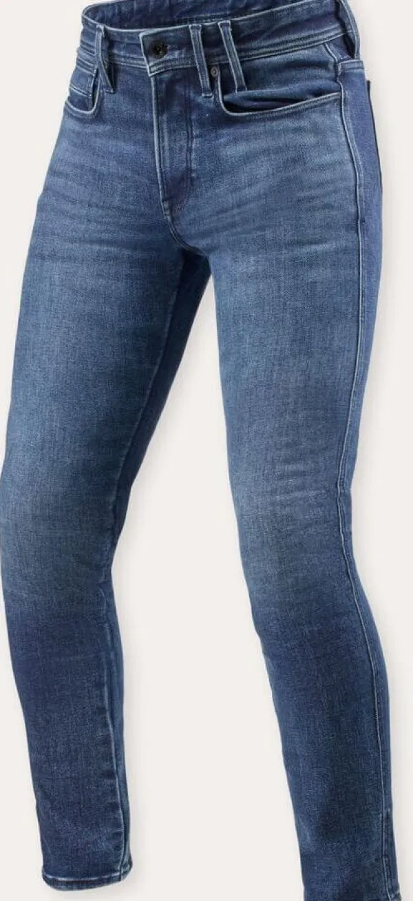 REV'IT Piston 3 Skinny Motorjeans Medium Blue Used> Motorjeans