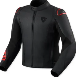 REV'IT Quadratic Motorjas Black/Neon Red> Motorjassen