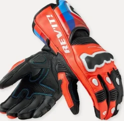 REV'IT Quantum 3 Gloves Neon Red/Blue> Motorhandschoenen
