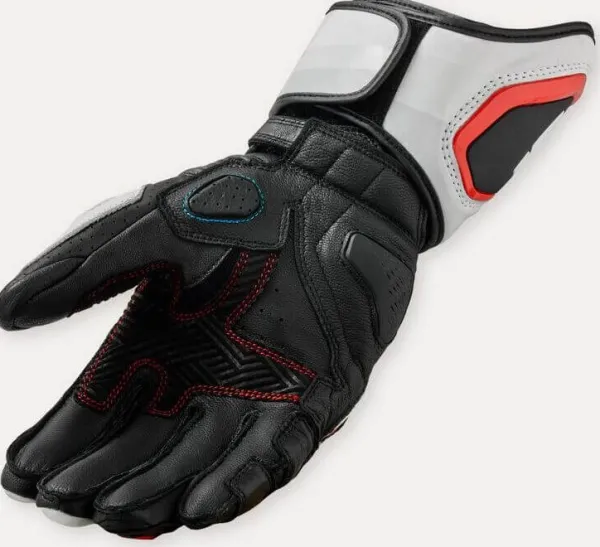 REV'IT Quantum 3 Gloves White/Neon Red> Motorhandschoenen