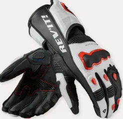 REV'IT Quantum 3 Gloves White/Neon Red> Motorhandschoenen