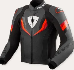 REV'IT Quantum 3 Motorjas Black/Neon Red> Motorjassen