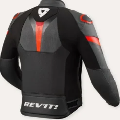 REV'IT Quantum 3 Motorjas Black/Neon Red> Motorjassen