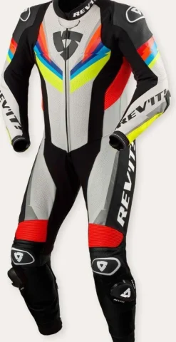 REV'IT Quantum 3 One Piece Light Grey/Neon Yellow> Motorpakken