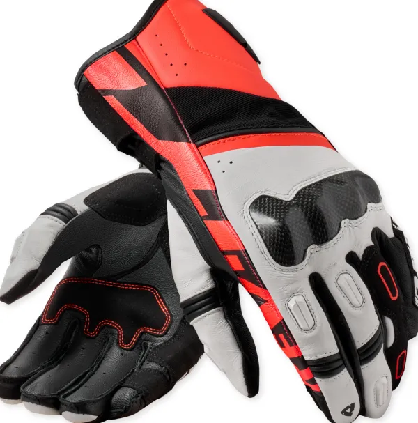 REV'IT RSR 5 Gloves White/Neon Red> Motorhandschoenen