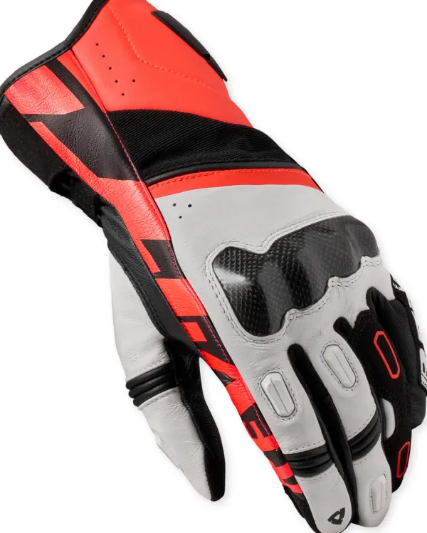 REV'IT RSR 5 Gloves White/Neon Red> Motorhandschoenen