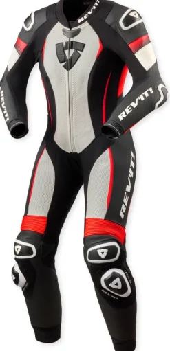REV'IT Xena 4 Ladies Motorjas One Piece White/Neon Red> Motorjassen