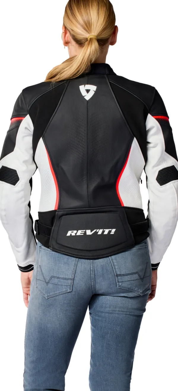 REV'IT Xena 4 Ladies Motorjas White/Neon Red> Motorjassen