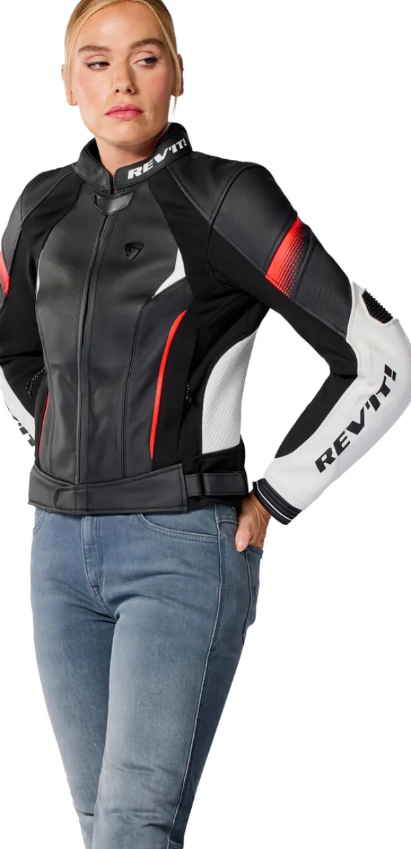 REV'IT Xena 4 Ladies Motorjas White/Neon Red> Motorjassen