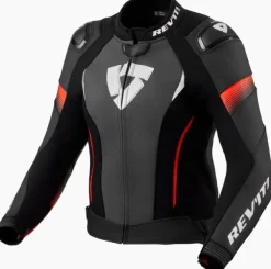 REV'IT Xena 4 Pro Ladies Motorjas Black/Neon Red> Motorjassen
