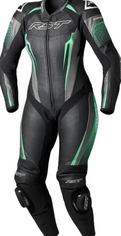 RST Suit TracTech Evo 5 Ladies Leather Suit Black/Aqua/Grey> Motorpakken