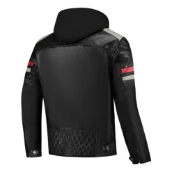 Rusty Stitches Jari Hooded V2 Motorjas Black/Light Grey/Red 105> Motorjassen