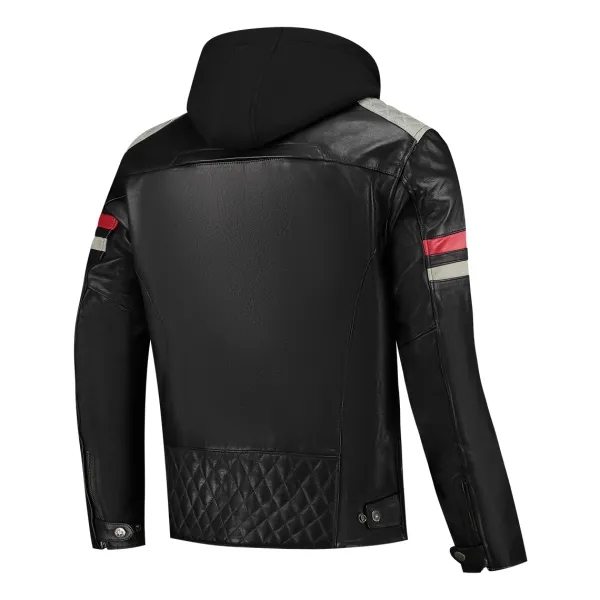 Rusty Stitches Jari Hooded V2 Motorjas Black/Light Grey/Red 105> Motorjassen