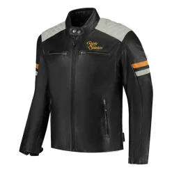 Rusty Stitches Jari V2 Motorjas Black/Light Grey/Gol 112> Motorjassen