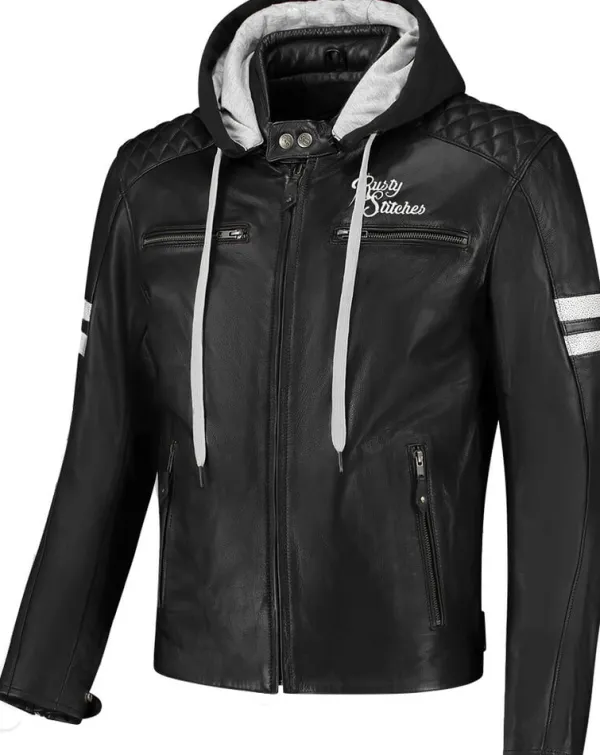 Rusty Stitches Super Jari Hooded V2 Motorjas Black/White 104> Motorjassen
