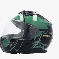 Schuberth C5 Globe Black/Green 140> Systeemhelmen|Helmen Met Zonnevizier