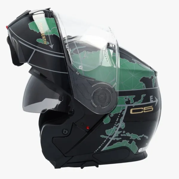 Schuberth C5 Globe Black/Green 140> Systeemhelmen|Helmen Met Zonnevizier