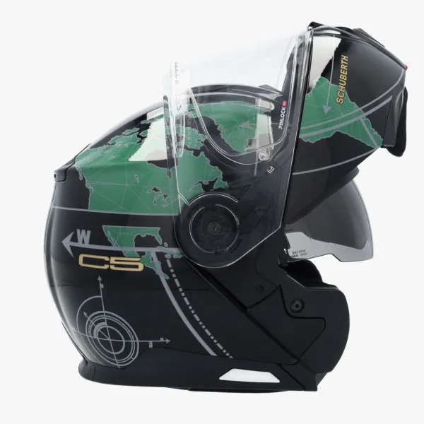 Schuberth C5 Globe Black/Green 140> Systeemhelmen|Helmen Met Zonnevizier