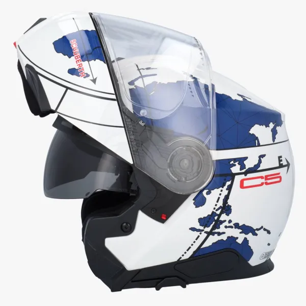 Schuberth C5 Globe White/Blue> Systeemhelmen|Helmen Met Zonnevizier