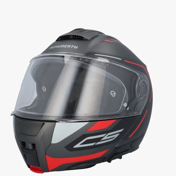 Schuberth C5 Omega Black/Red 138> Systeemhelmen|Helmen Met Zonnevizier
