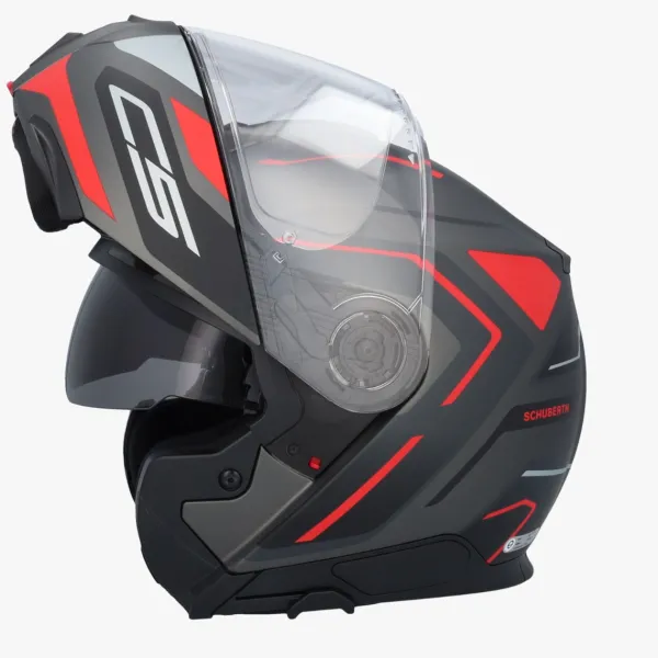 Schuberth C5 Omega Black/Red 138> Systeemhelmen|Helmen Met Zonnevizier