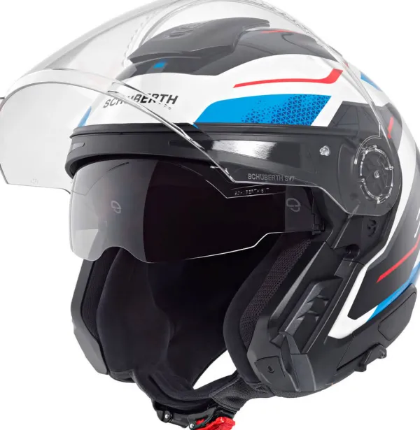 Schuberth J2 Sigma White/Blue 251> Helmen Met Zonnevizier|Bluetooth Helmen