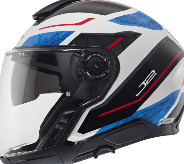 Schuberth J2 Sigma White/Blue 251> Helmen Met Zonnevizier|Bluetooth Helmen