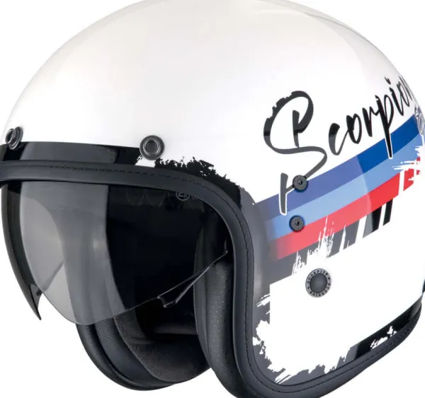 Scorpion Belfast EVO Adonis White/Red/Blue>DAMES Retro Helmen|Jethelmen