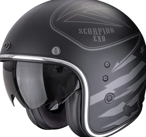 Scorpion Belfast EVO Dawg Matt Black/Silver>DAMES Adventure Helmen|Jethelmen