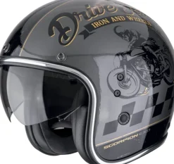 Scorpion Belfast EVO Drive Fastilver/Black/Gold>DAMES Retro Helmen|Jethelmen