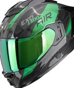 Scorpion EXO-1500 AIR Carbon Platted Black/Green> Integraalhelmen|Helmen Met Zonnevizier
