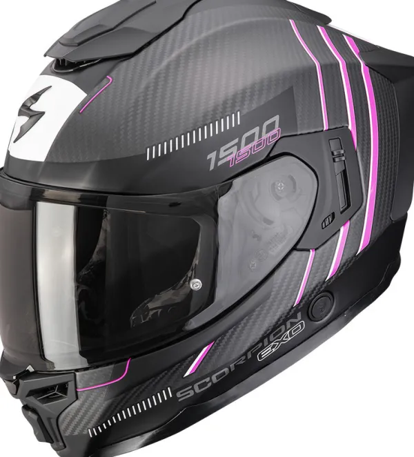 Scorpion EXO-1500 AIR Carbon Zity Matt Black/Pink> Integraalhelmen|Helmen Met Zonnevizier