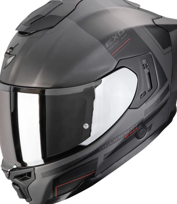 Scorpion EXO-1500 AIR Dual Matt Silver/Black/Red> Integraalhelmen|Helmen Met Zonnevizier