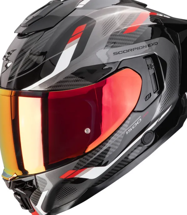 Scorpion EXO-1500 AIR Sleek Black/Red> Integraalhelmen|Helmen Met Zonnevizier