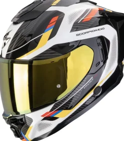 Scorpion EXO-1500 AIR Sleek White/Blue/Yellow> Integraalhelmen|Helmen Met Zonnevizier