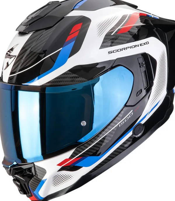 Scorpion EXO-1500 AIR Sleek White/Red/Blue> Integraalhelmen|Helmen Met Zonnevizier