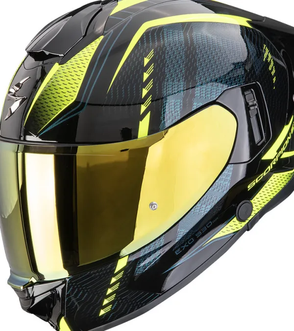 Scorpion EXO-530 AIR Theras Black/Neon Yellow> Integraalhelmen|Helmen Met Zonnevizier