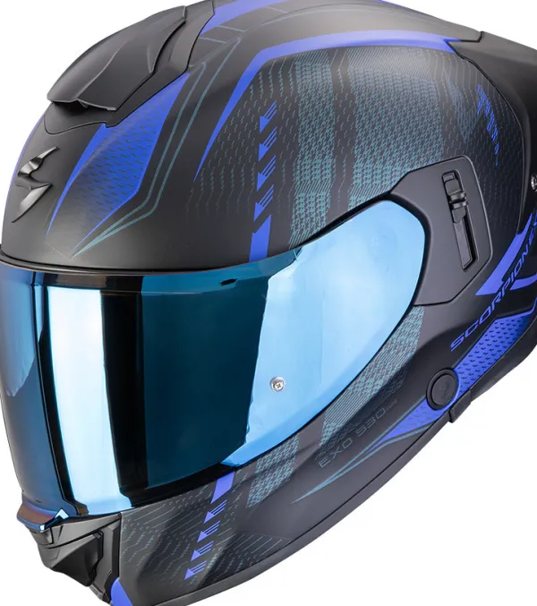 Scorpion EXO-530 AIR Theras Matt Black/Blue> Integraalhelmen|Helmen Met Zonnevizier