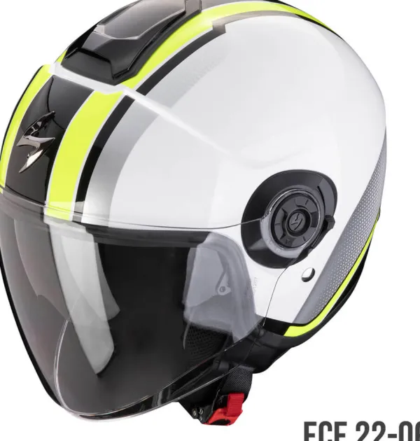 Scorpion EXO-CITY II Vel White/Neon Yellow>DAMES Jethelmen|Dames Scooterhelmen