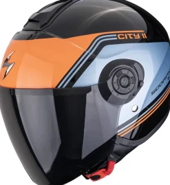 Scorpion EXO-CITY II Vita Black/Blue/Orange>DAMES Jethelmen|Dames Scooterhelmen