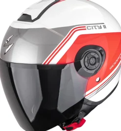 Scorpion EXO-CITY II Vita White/Red>DAMES Jethelmen|Dames Scooterhelmen