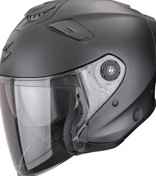 Scorpion EXO-GT JET Solid Matt Pearl Black> Jethelmen|Helmen Met Zonnevizier