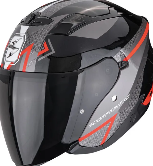 Scorpion EXO-230 Loop Metal Black/Red> Jethelmen|Helmen Met Zonnevizier