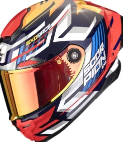 Scorpion EXO-RACE AIR Kobra Blue/Yellow/Red> Integraalhelmen|Helmen Met Zonnevizier