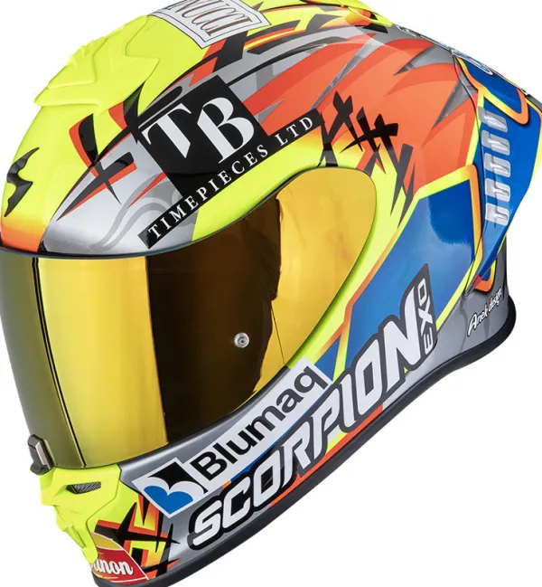 Scorpion EXO-R1 EVO II AIR Aron Misano Silver/Neon Yellow/Blue> Integraalhelmen|Race Helmen