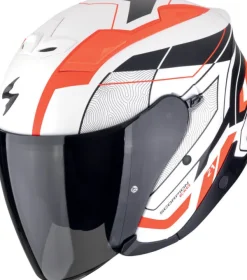 Scorpion EXO-Z1 Vue Matt White/Red/Black> Jethelmen|Helmen Met Zonnevizier