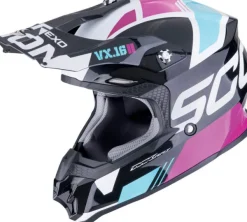 Scorpion VX-16 EVO AIR Analog Metal Black/Blue/Pink> Adventure Helmen|Crosshelmen